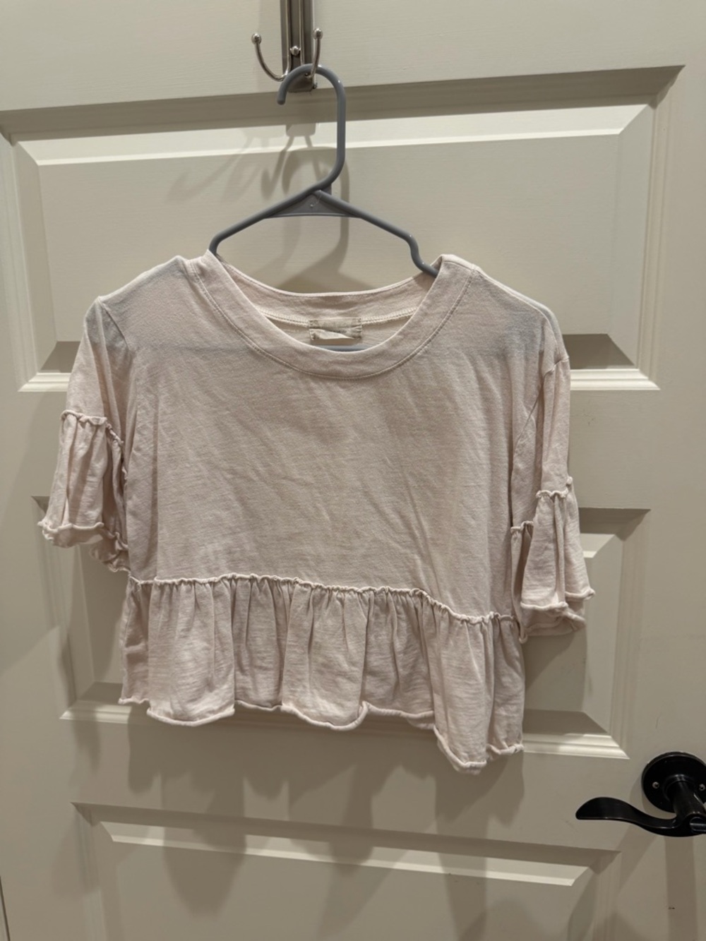 Altar'd State Pale Blush Ruffle Crop Top